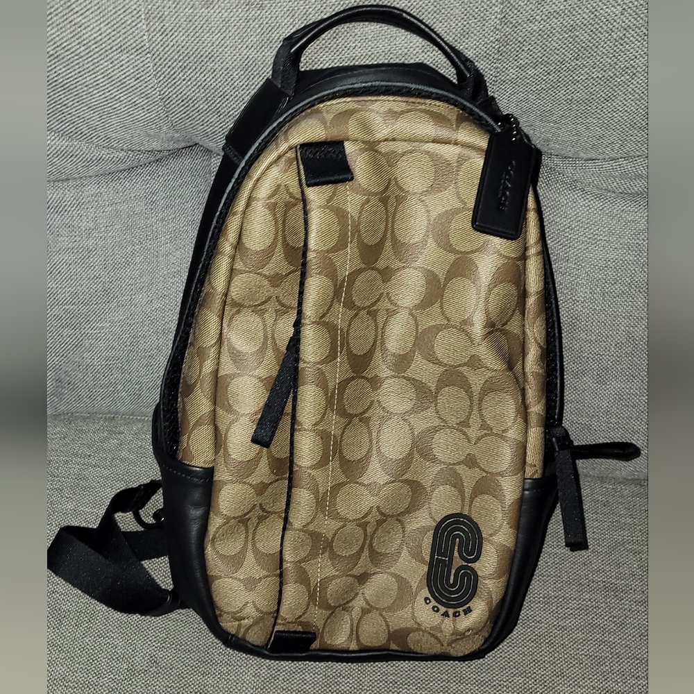 Edge Pack Tan Signature Large Brown Coated Canvas Leather Backpack